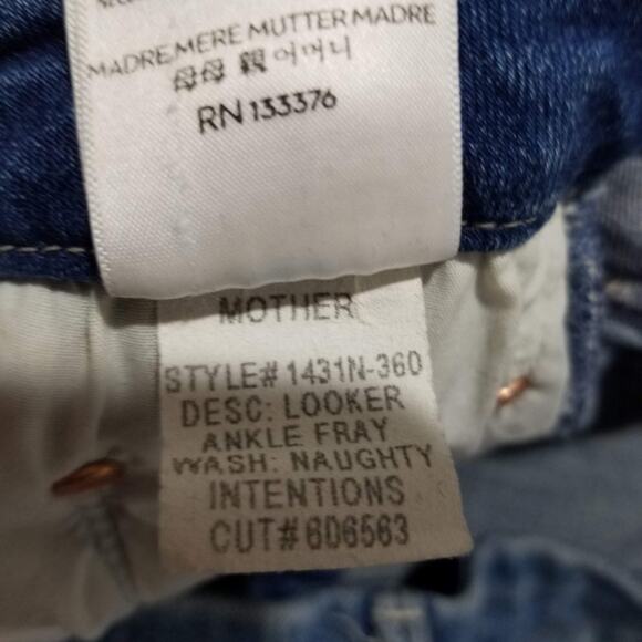 MOTHER The Looker Ankle Fray Jeans Size 28 Distressed Denim Naughty Intentions - Picture 7 of 12
